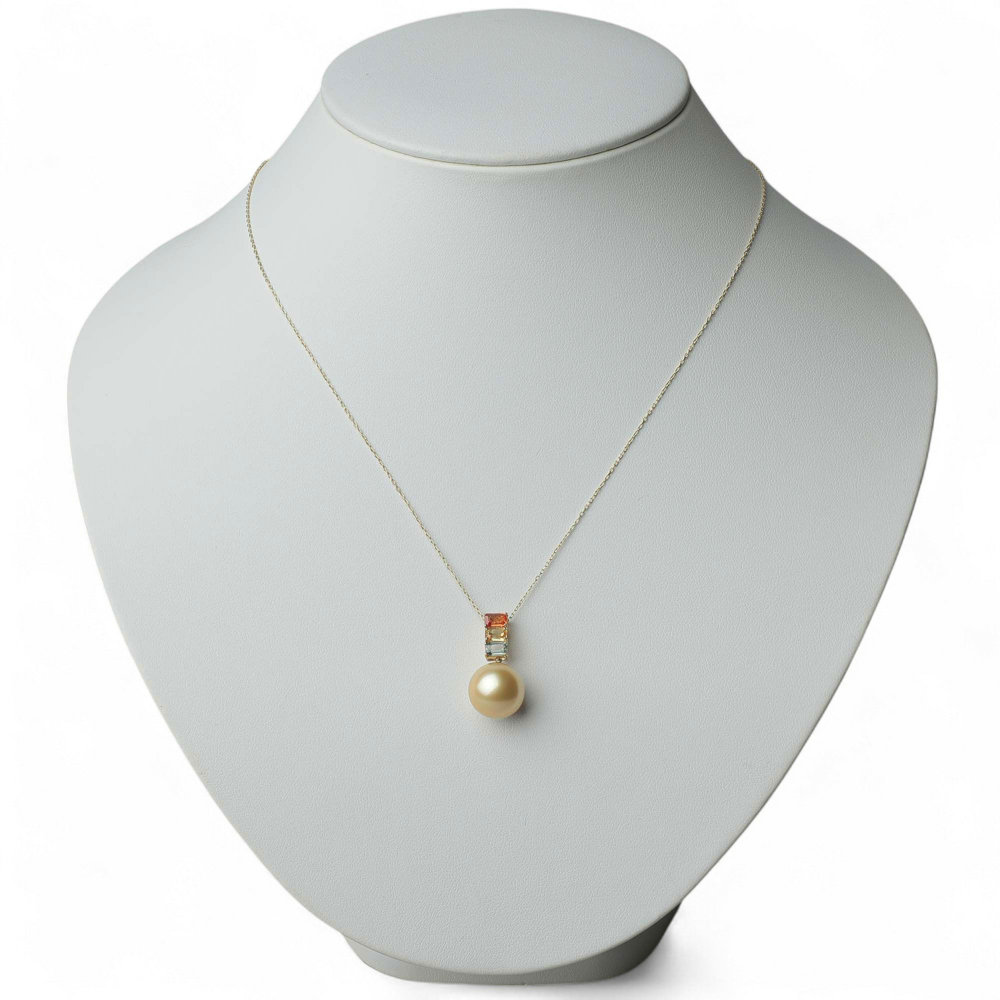 南洋白蝶真珠 サファイア ペンダント　12mm K18YG ゴールド