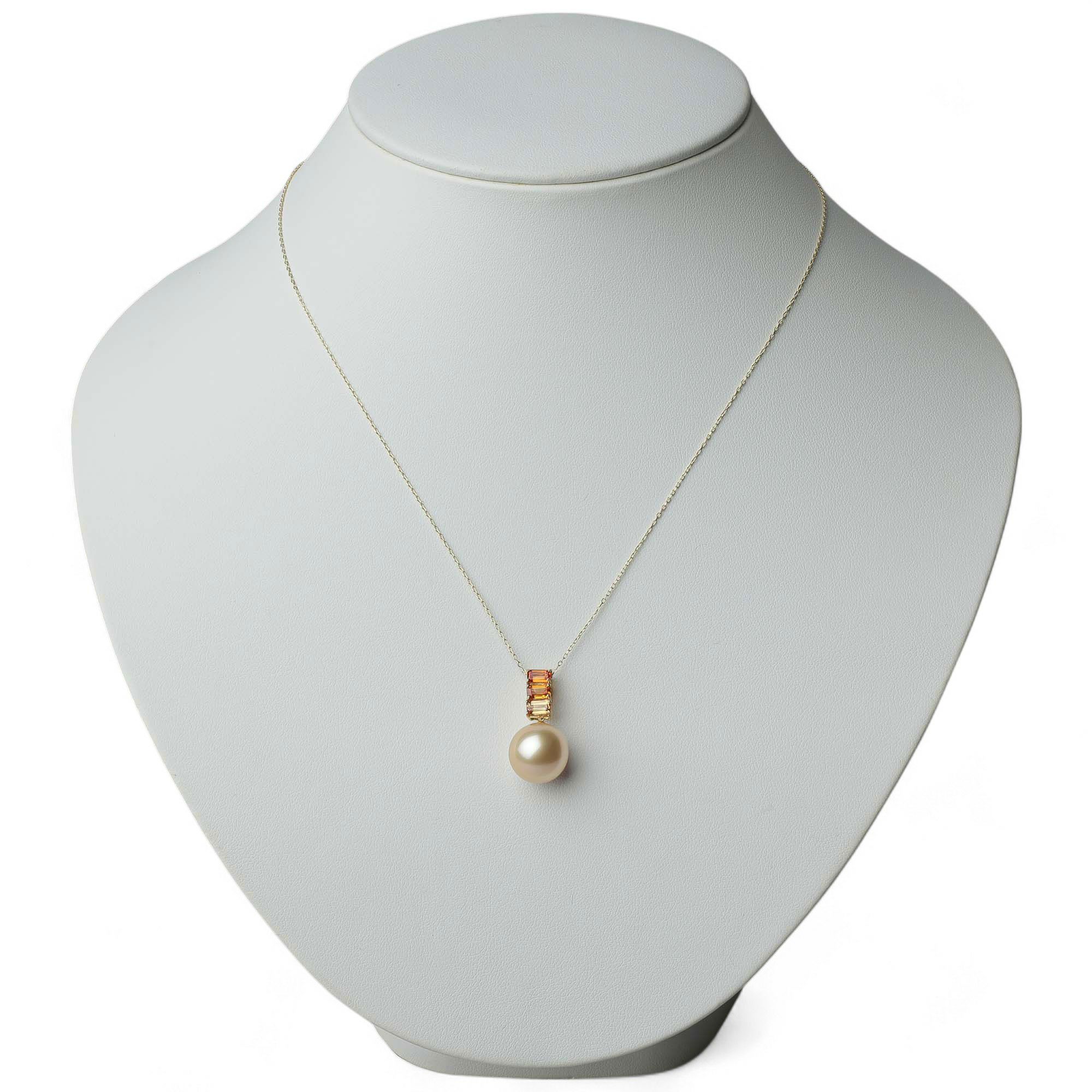 南洋白蝶真珠 サファイア ペンダント　12mm K18YG ゴールド