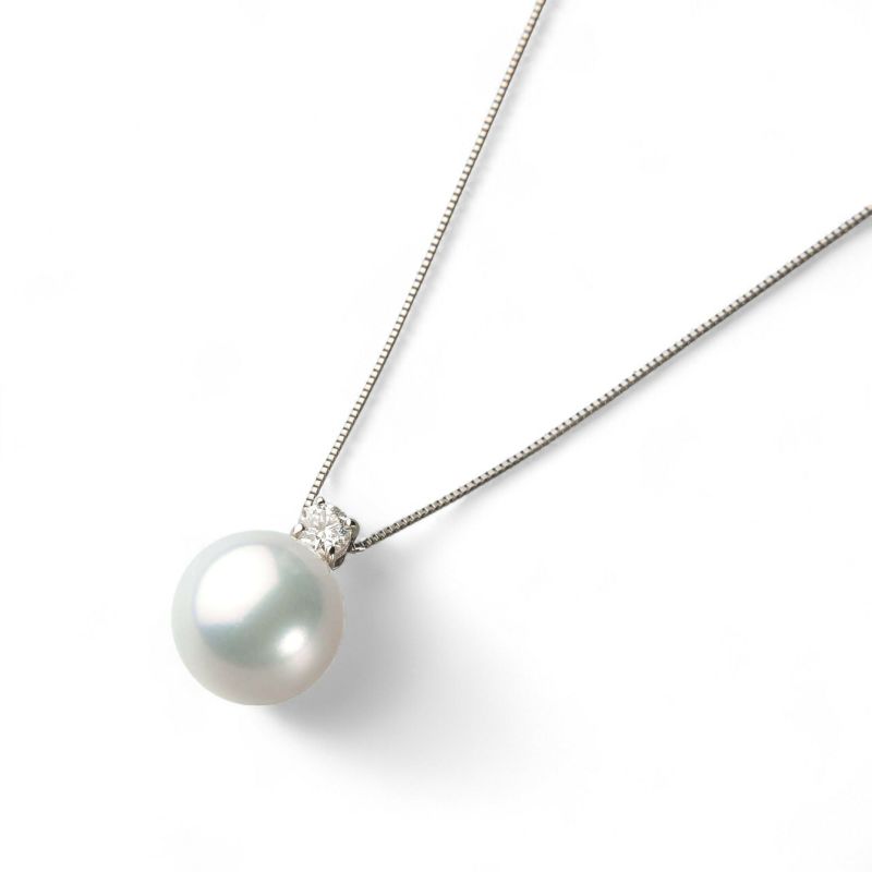 南洋白蝶真珠 ダイヤ ペンダント13.2mm PT900/850 -Aurora Venus-