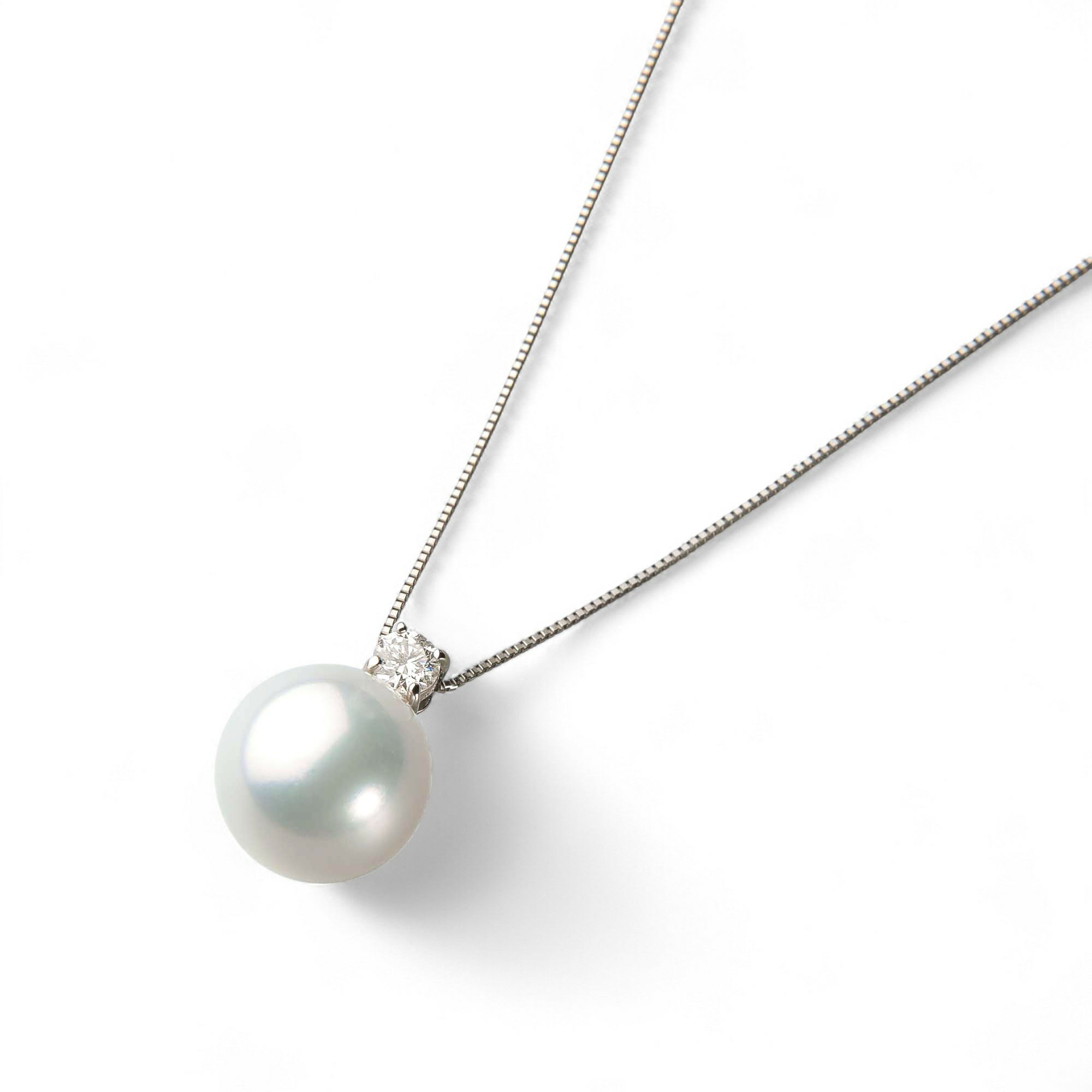 南洋白蝶真珠 ダイヤ ペンダント13.2mm PT900/850 -Aurora Venus-
