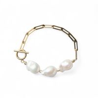 Unique+ 淡水真珠 ブレスレット　11-13mm SUS316L GP オイスターバロック