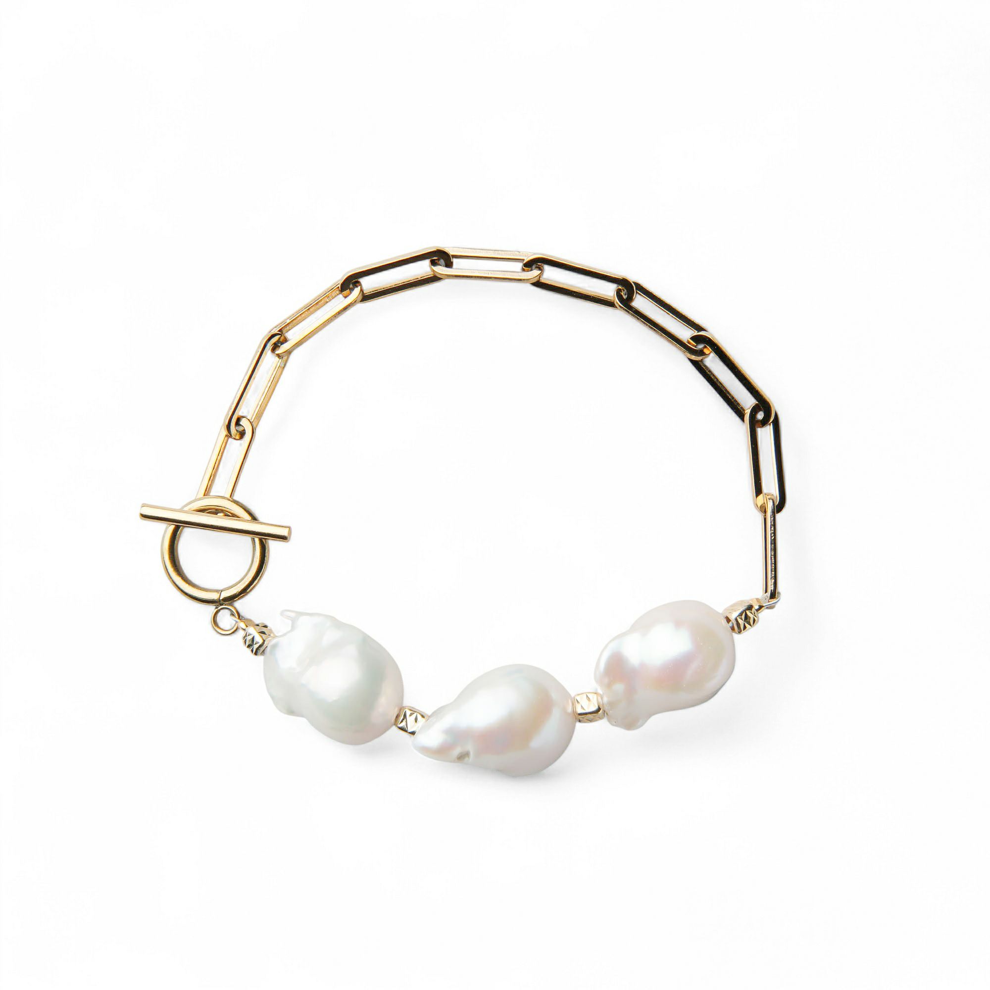 Unique+ 淡水真珠 ブレスレット　11-13mm SUS316L GP オイスターバロック