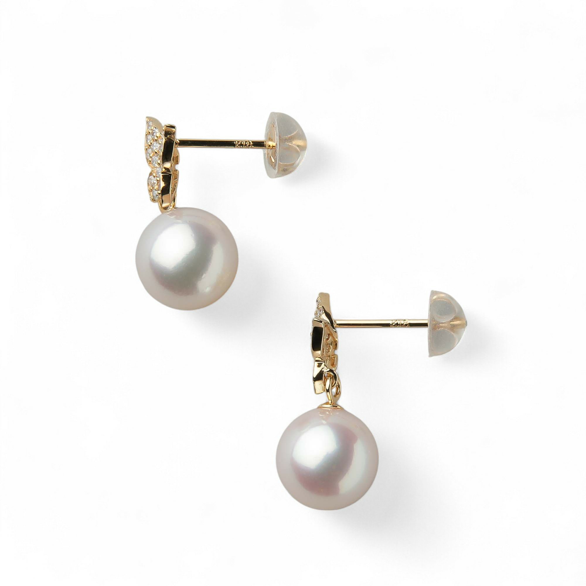 petit amie あこや真珠 蝶 ピアス　7.5-8.0mm K18YG
