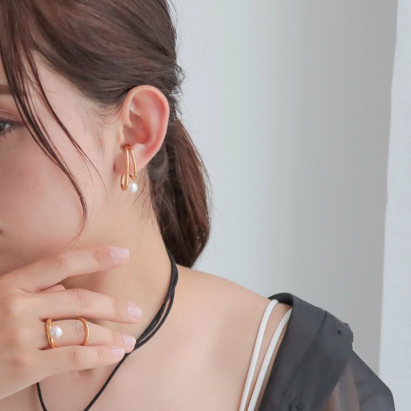 Supple あこや真珠 ウェアリング イヤーカフ(両耳)　7.5-8.0mm SV925 GP