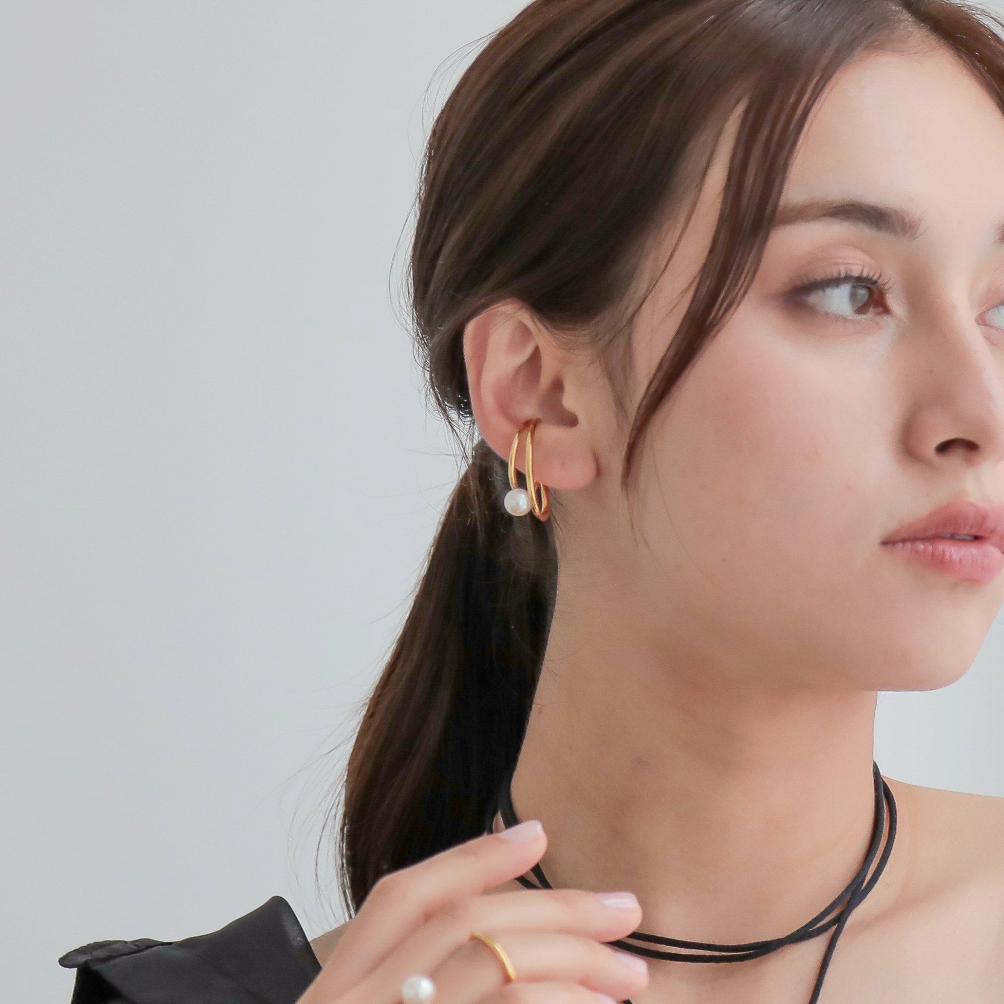 Supple あこや真珠 ウェアリング イヤーカフ(両耳)　7.5-8.0mm SV925 GP