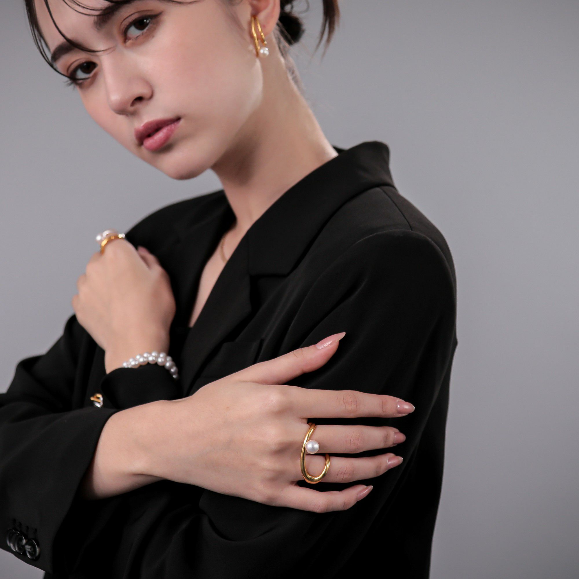  Supple あこや真珠 ダブルフィンガーリング　8.5-9.0mm SV925 GP