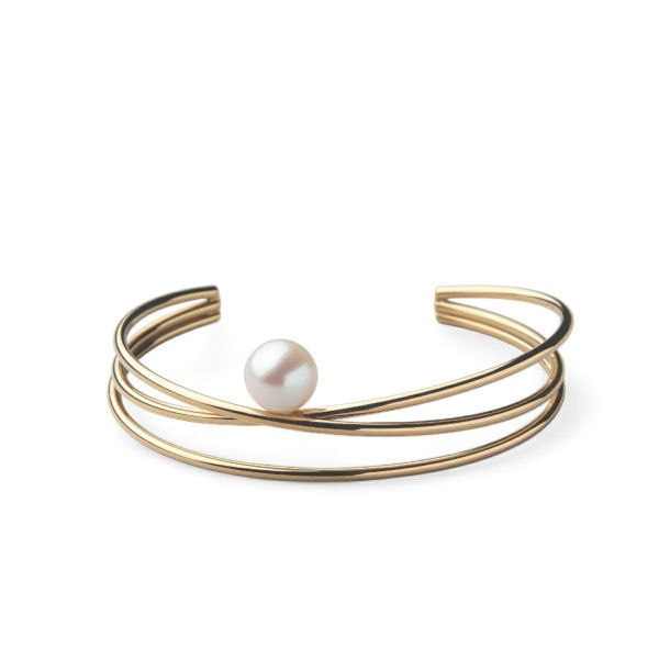 Supple あこや真珠 3連バングル　8.5-9.0mm SUS316L GP