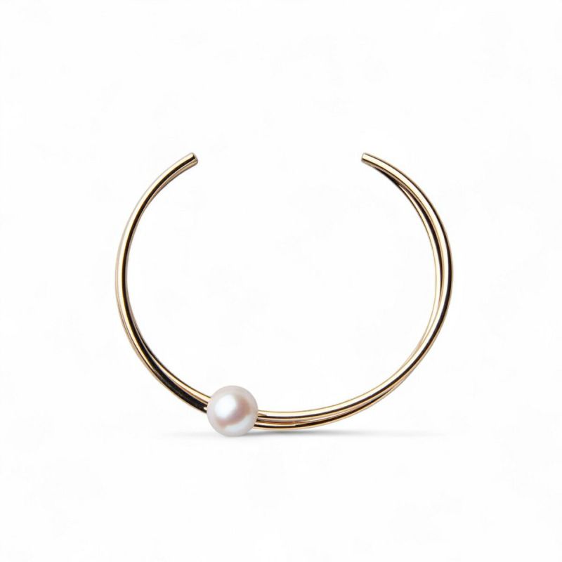 Supple あこや真珠 3連バングル　8.5-9.0mm SUS316L GP