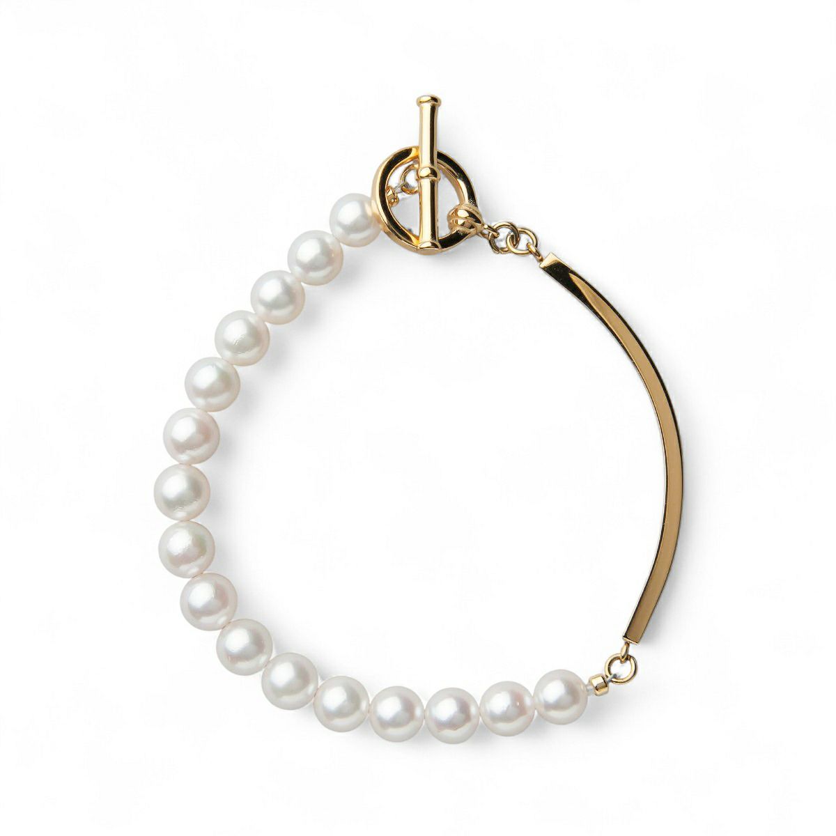 Supple あこや真珠 ハーフブレスレット　6.5-7.0mm SUS316L GP