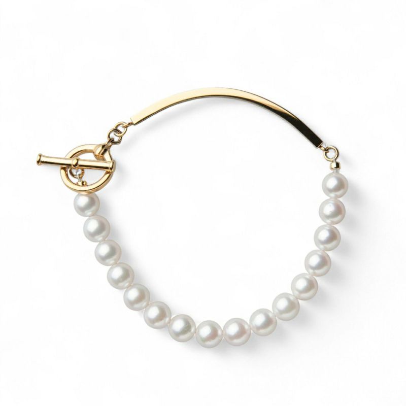 Supple あこや真珠 ハーフブレスレット　6.5-7.0mm SUS316L GP