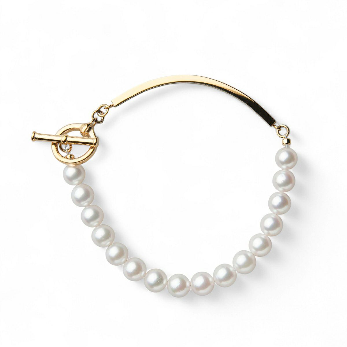 Supple あこや真珠 ハーフブレスレット　6.5-7.0mm SUS316L GP