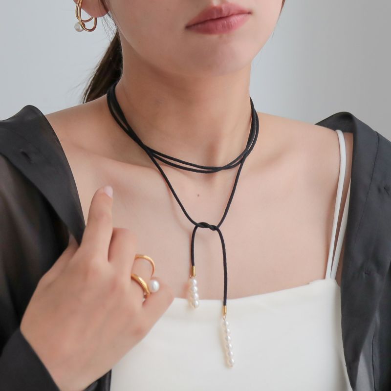 Supple あこや真珠 チョーカー　5.5-7.0mm コットンサテン