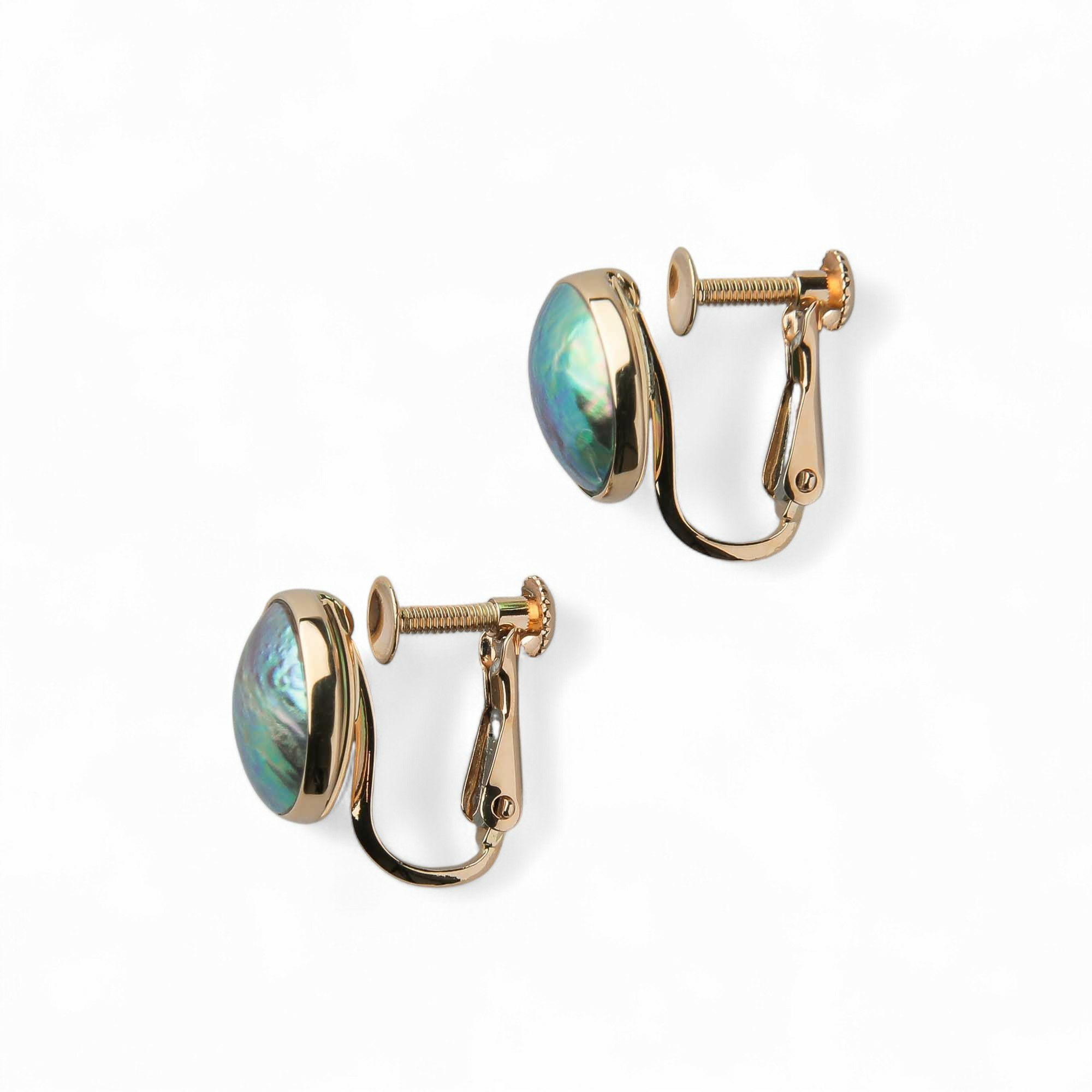 Abalone アワビ真珠 イヤリング　9mmUP K18YG