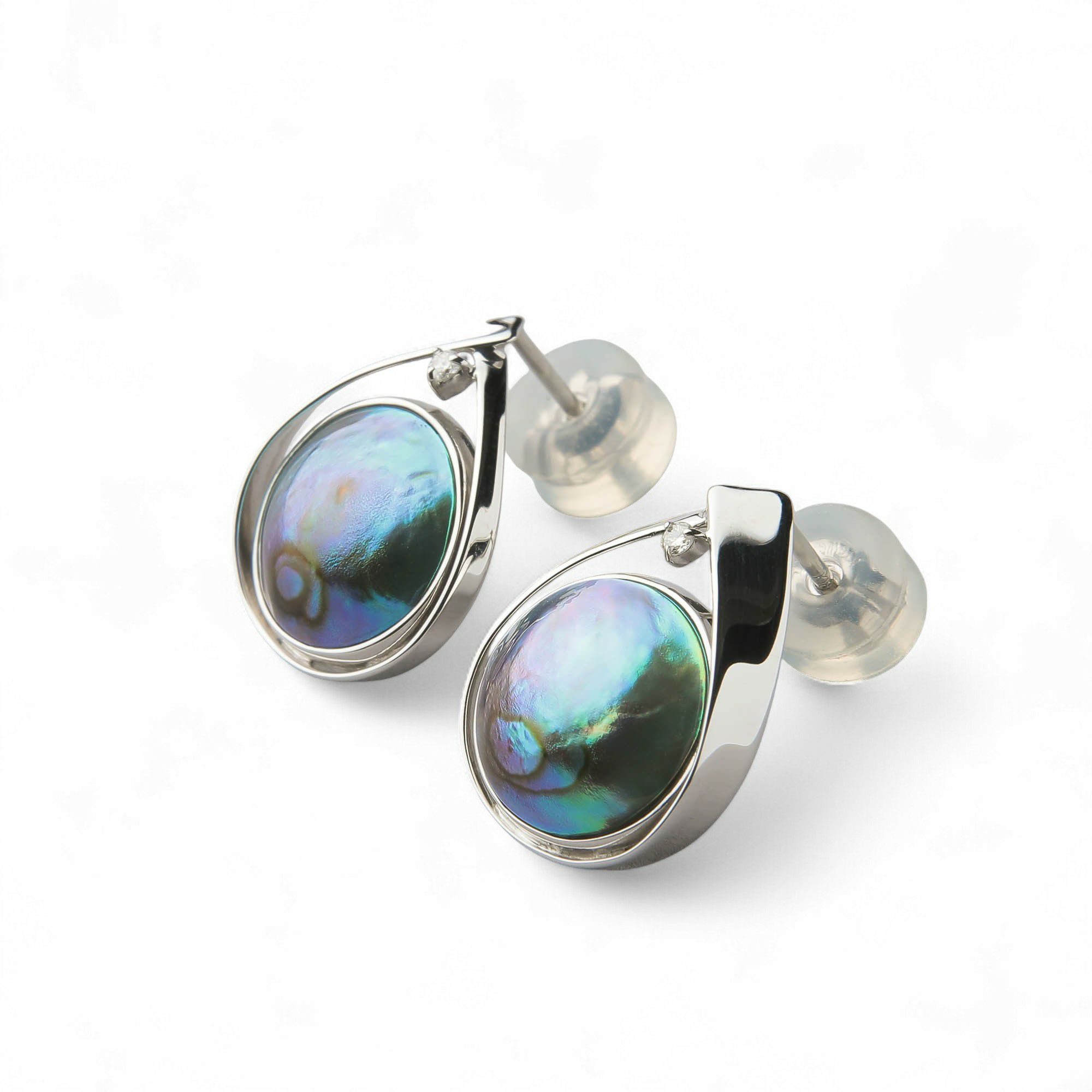 Abalone アワビ真珠 ピアス10mmUP K18YG RhP