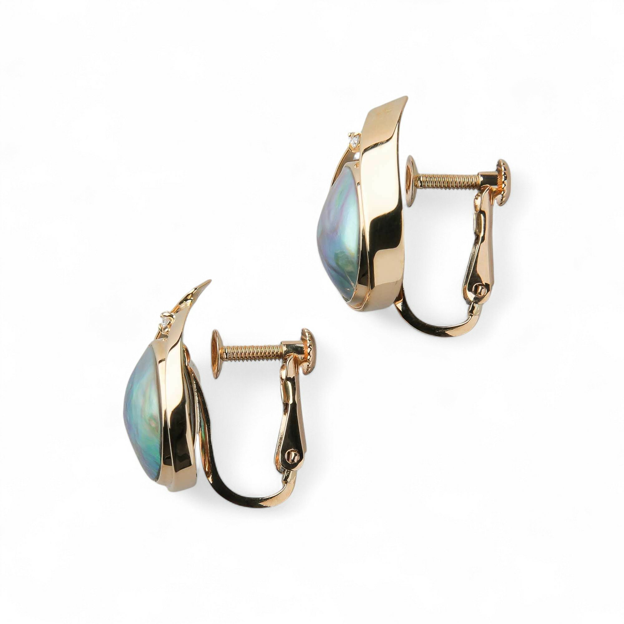 Abalone アワビ真珠 イヤリング　10mmUP K18YG