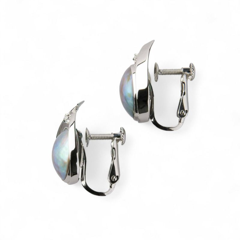 Abalone アワビ真珠 イヤリング　10mmUP K18YG RhP