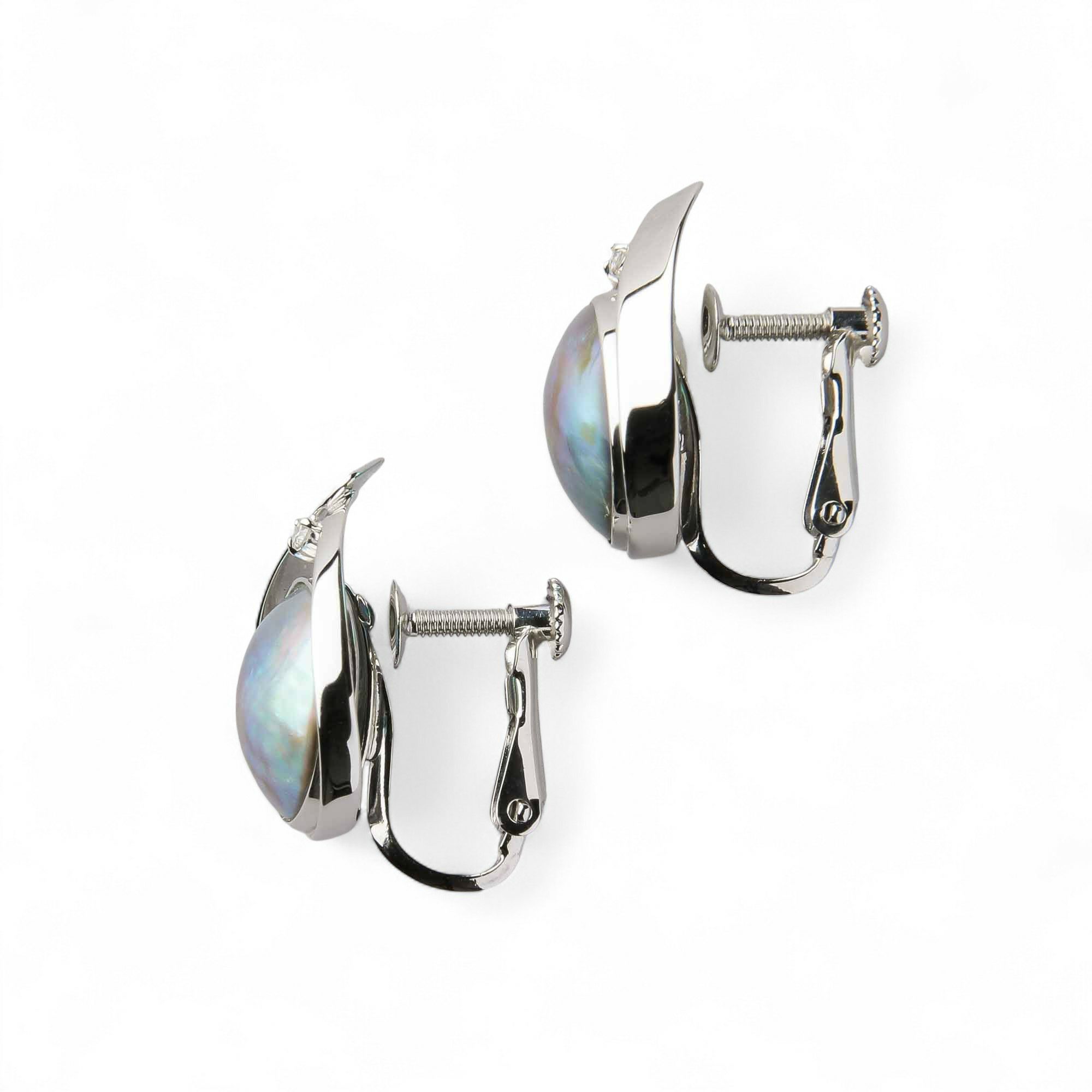 Abalone アワビ真珠 イヤリング　10mmUP K18YG RhP