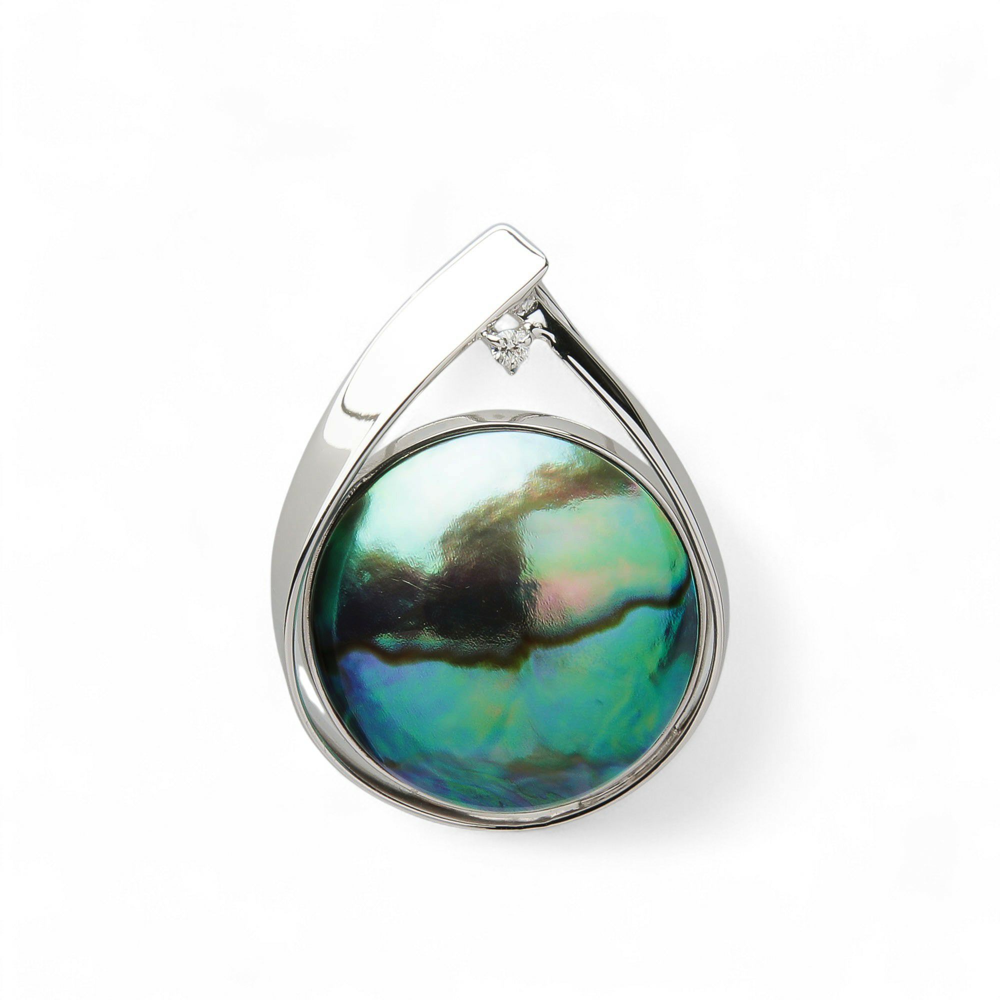 Abalone アワビ真珠 ペンダントトップ 14mmUP K18YG RfP リボン