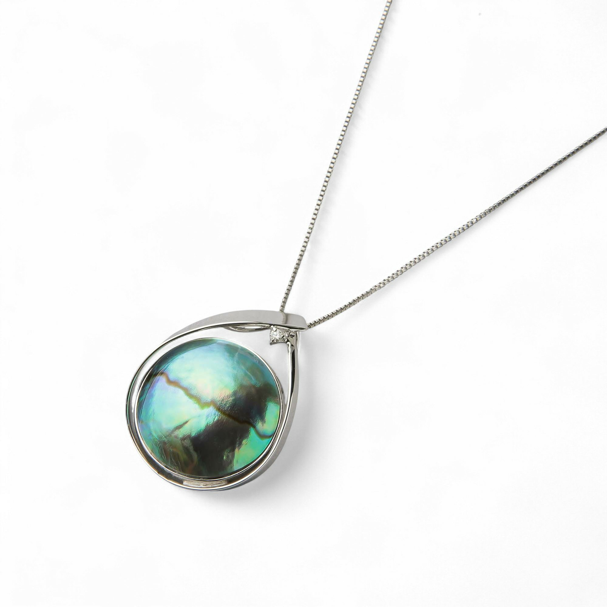 Abalone アワビ真珠 ペンダントトップ 14mmUP K18YG RfP リボン