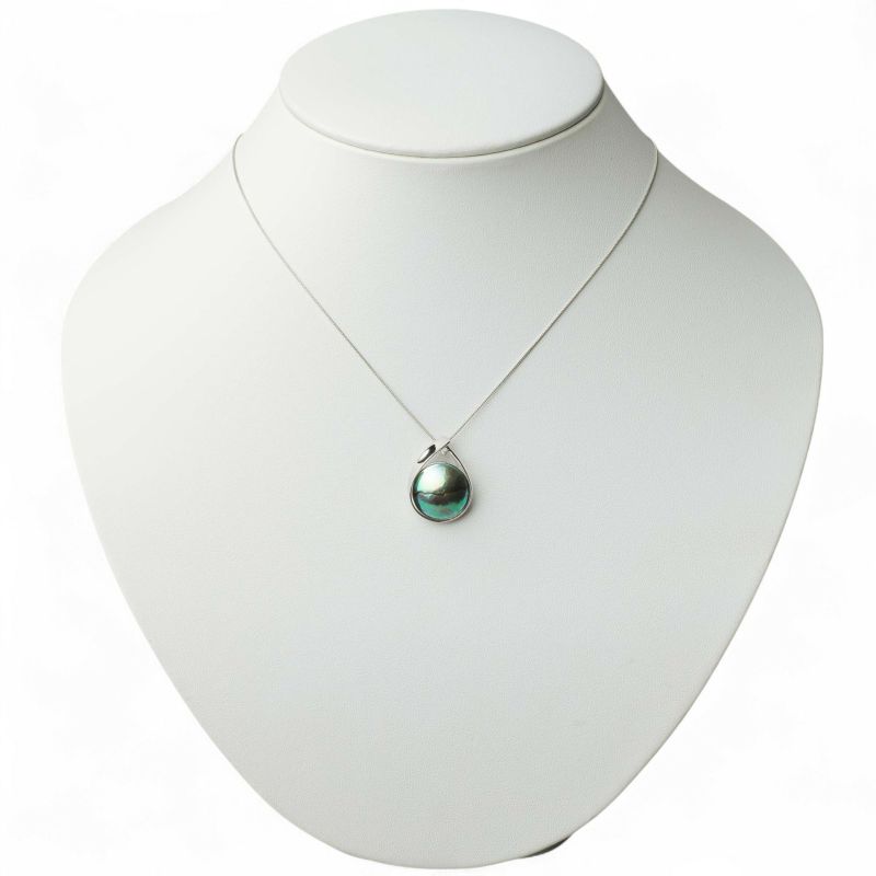 Abalone アワビ真珠 ペンダントトップ 14mmUP K18YG RfP リボン