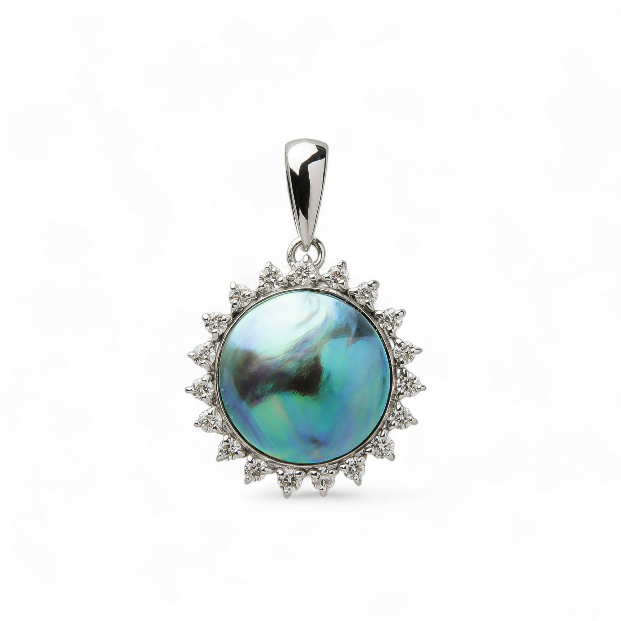 Abalone アワビ真珠 ペンダントトップ 10mmUP K18YG(ロジウム)