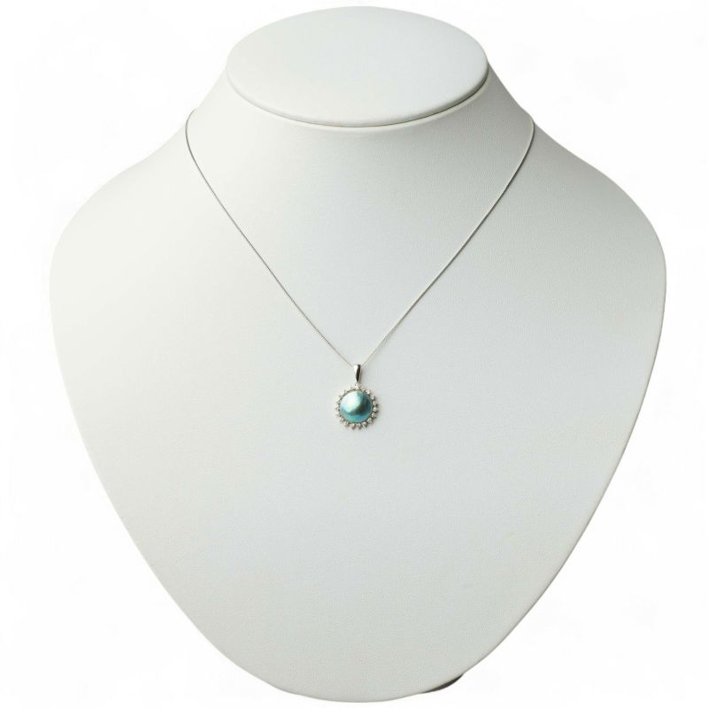 Abalone アワビ真珠 ペンダントトップ 10mmUP K18YG(ロジウム)