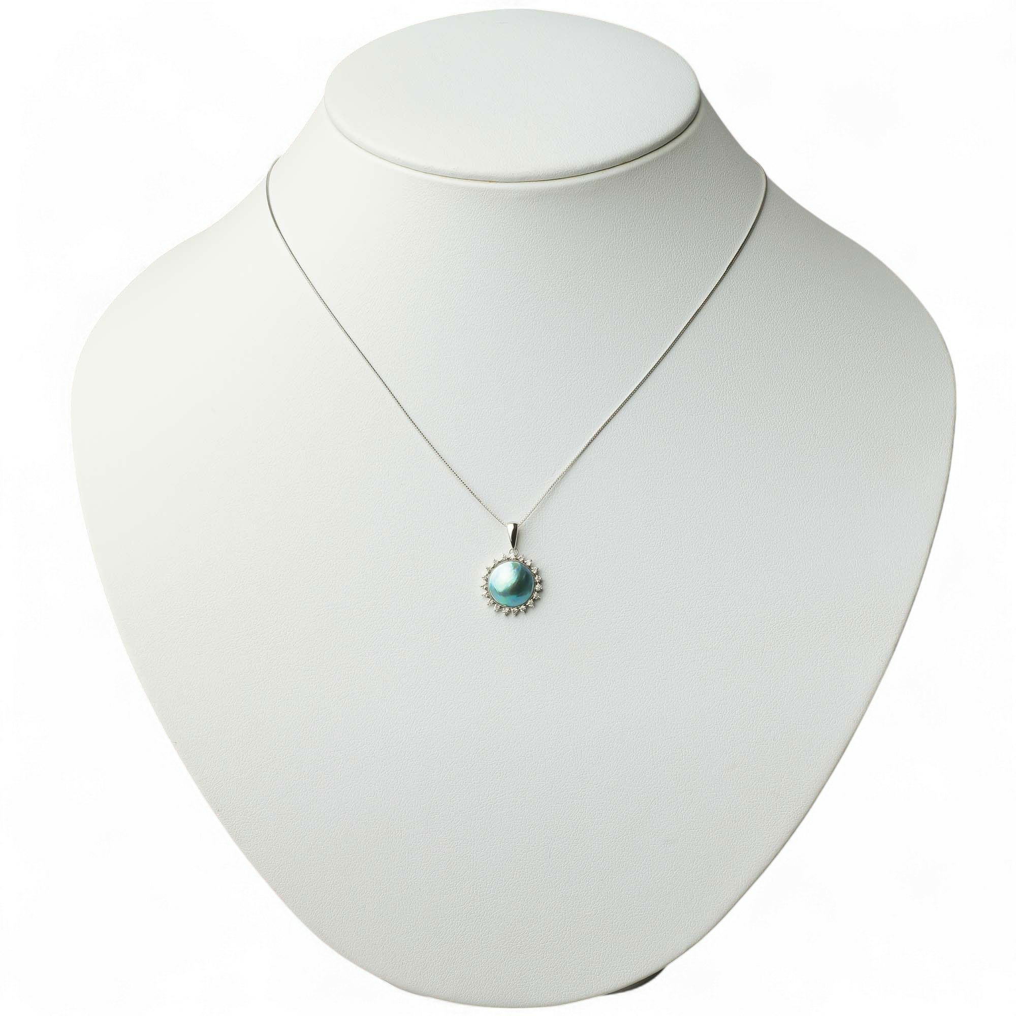 Abalone アワビ真珠 ペンダントトップ 10mmUP K18YG(ロジウム)