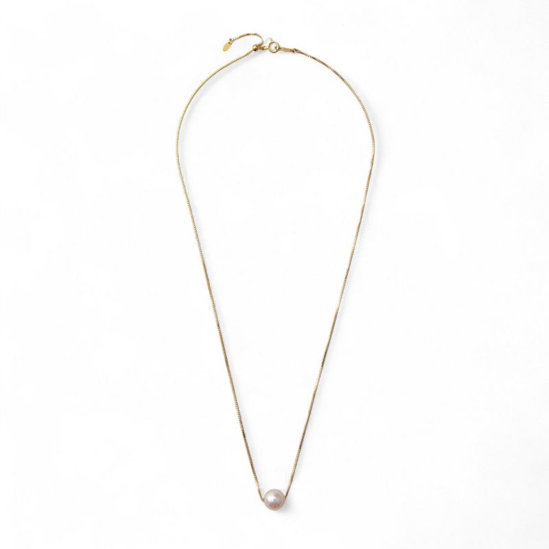 オーロラ花珠真珠 スルーペンダントネックレス 8.5-9.0mm K18YG -Premium-