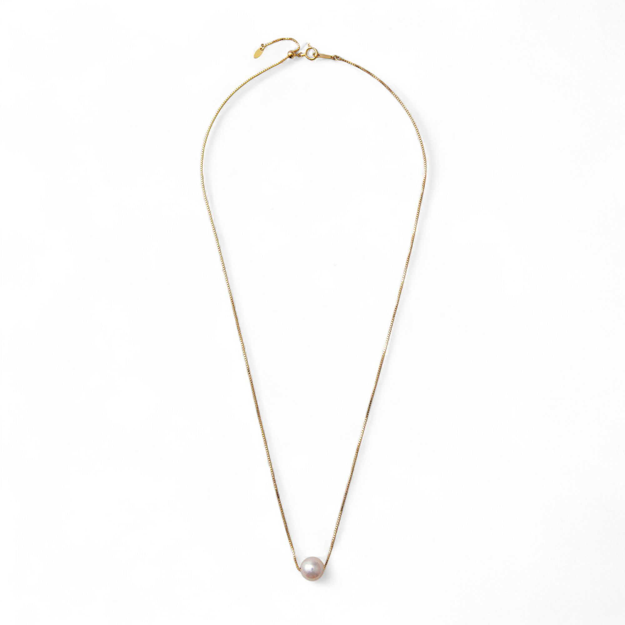 オーロラ花珠真珠 スルーペンダントネックレス 8.5-9.0mm K18YG -Premium-