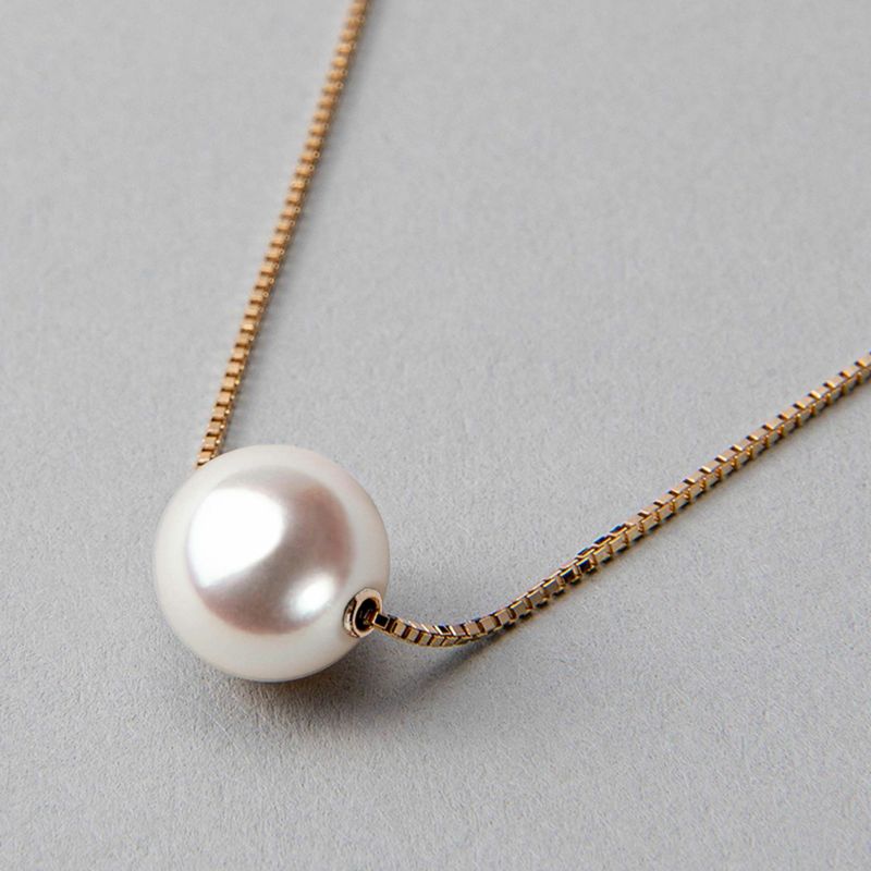 オーロラ花珠真珠 スルーペンダントネックレス 8.5-9.0mm