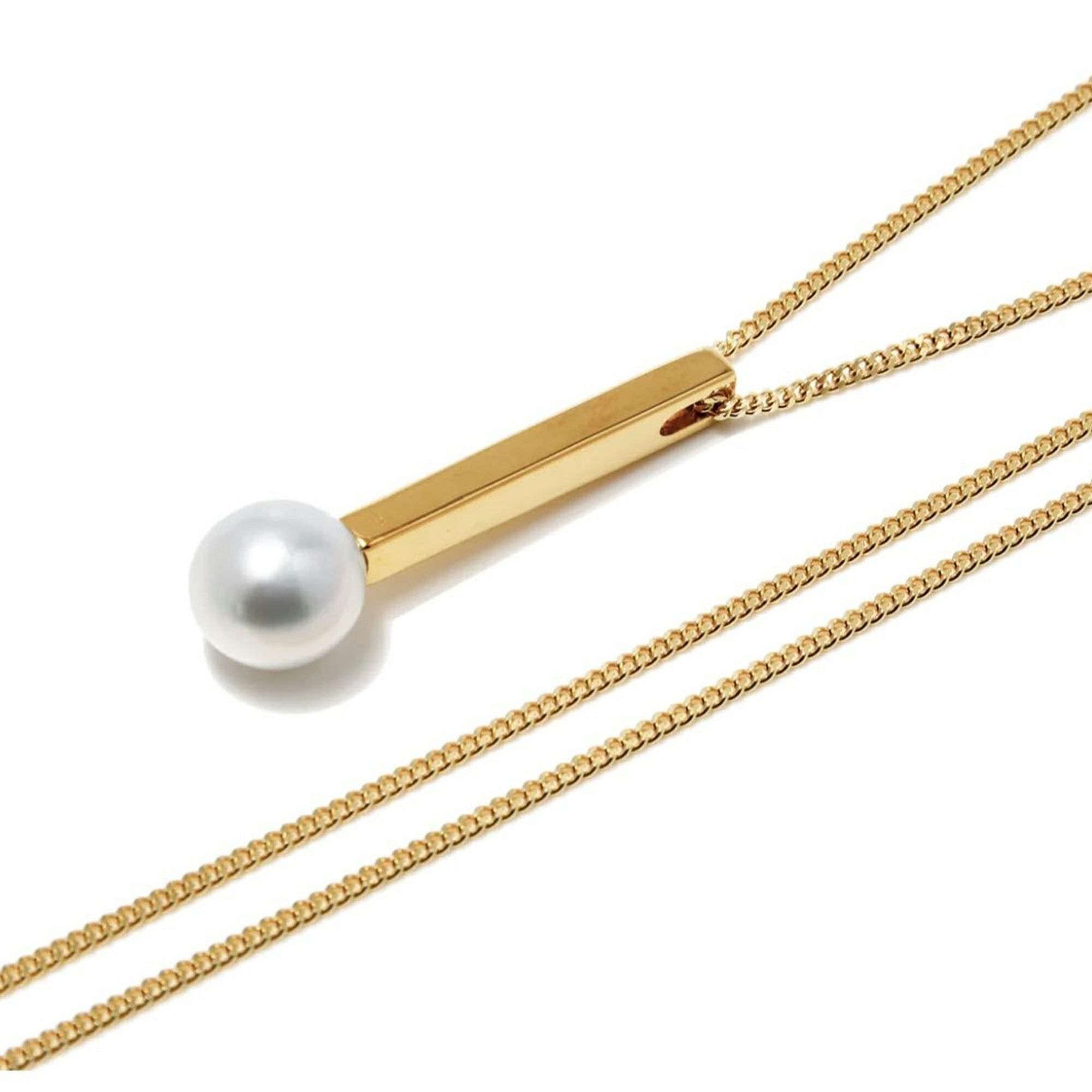 レクタングルペンダント　 淡水真珠 10mmUP SILVER925 GP