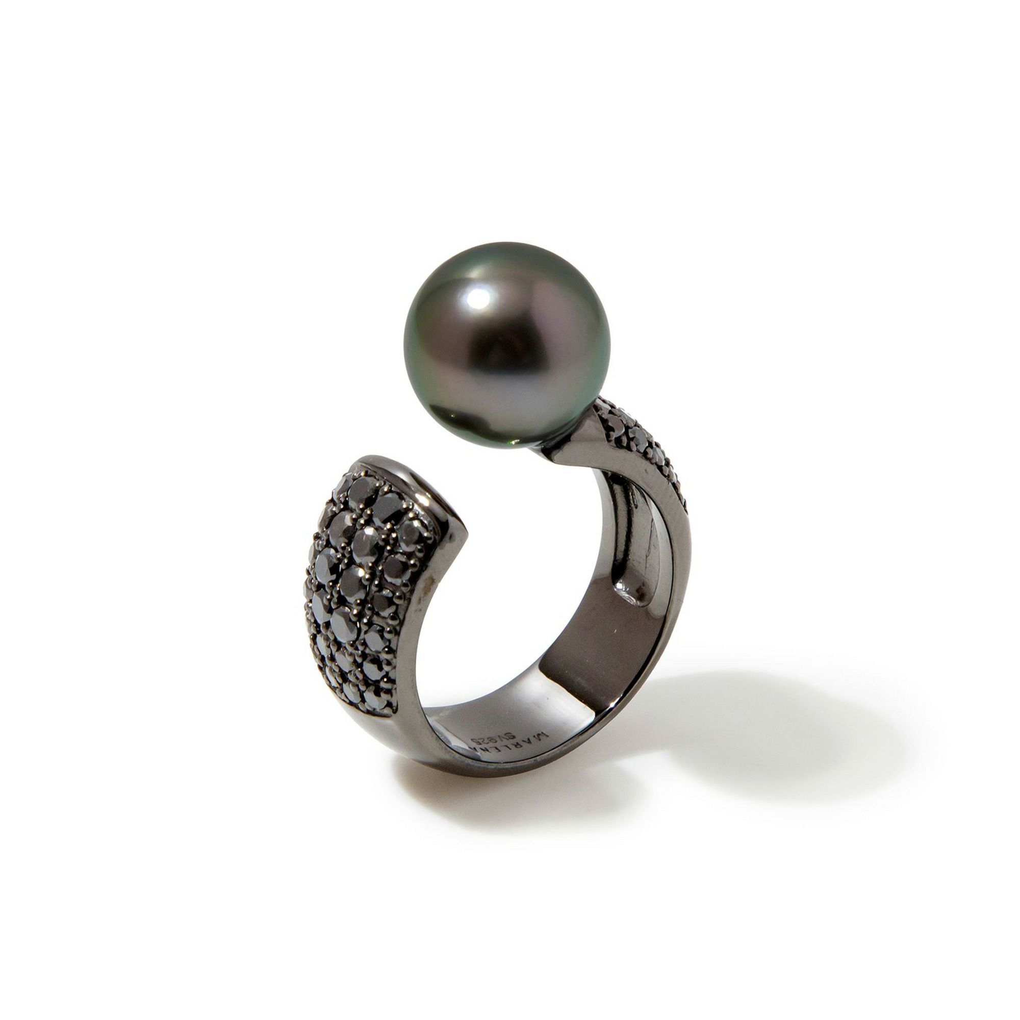 マルレナ ノワール　モワティエリング　 タヒチ黒蝶真珠 10mmUP SV925 BP　ブラックダイヤ