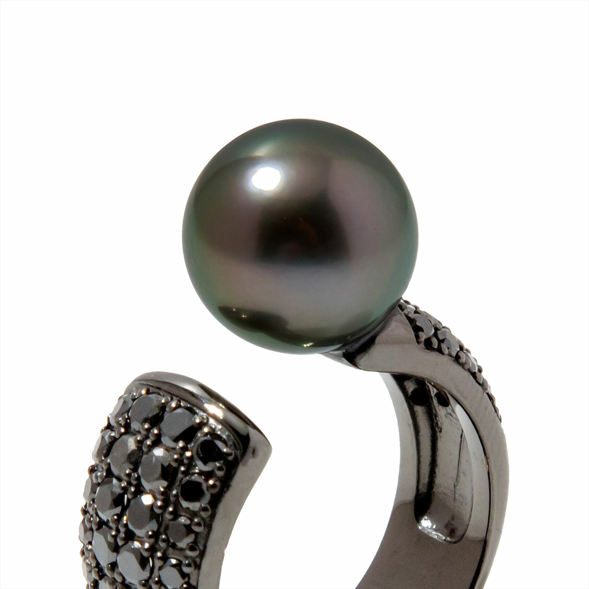 マルレナ ノワール　モワティエリング　 タヒチ黒蝶真珠 10mmUP SV925 BP　ブラックダイヤ