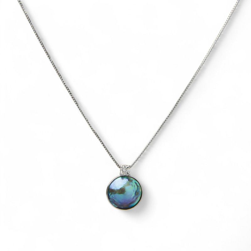 Abalone アワビ真珠 ペンダント　8mmUP K18YG RhP