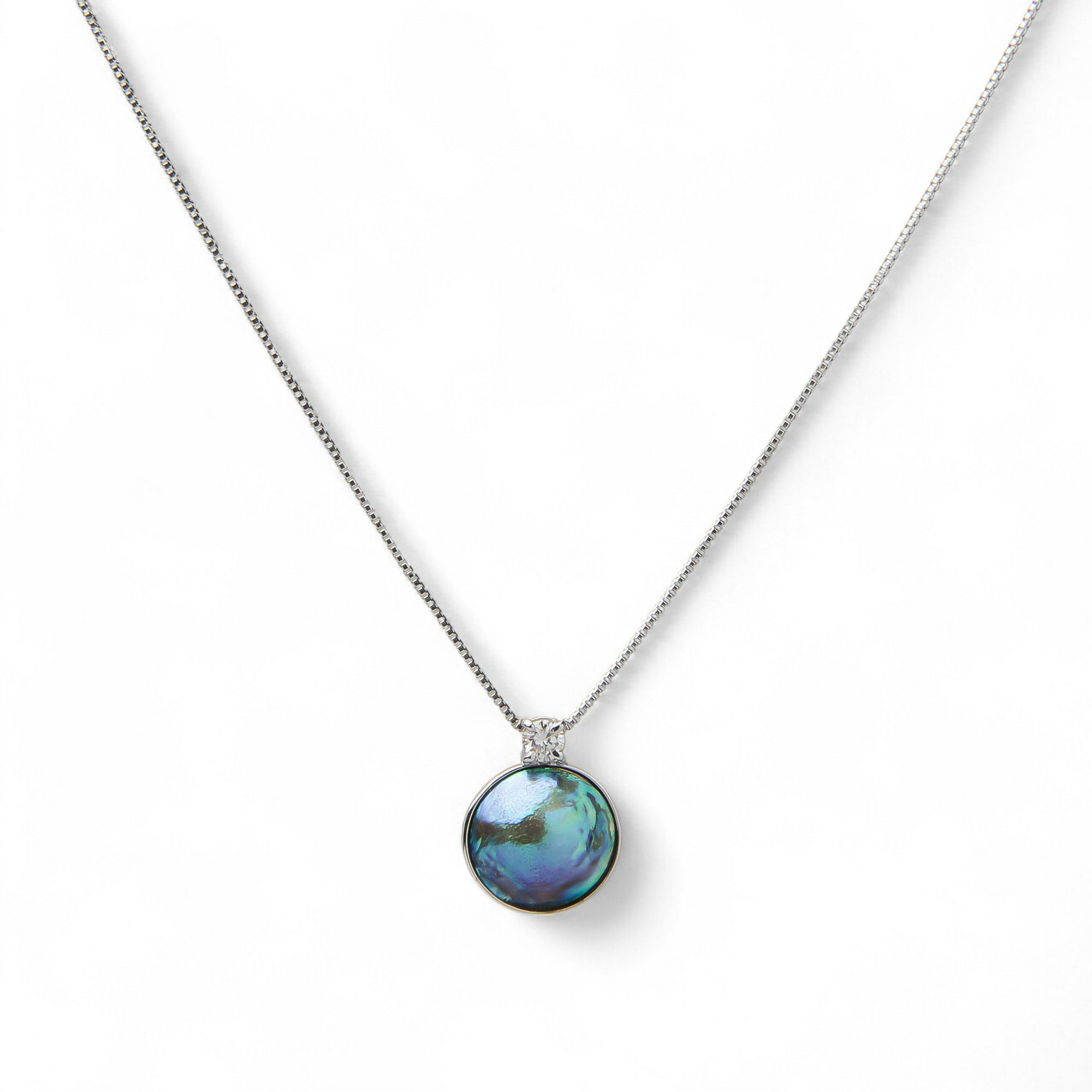 Abalone アワビ真珠 ペンダント　8mmUP K18YG RhP