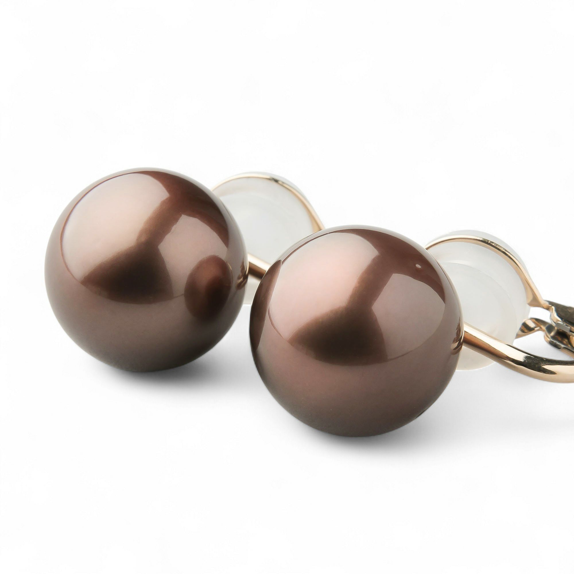 Chocolat タヒチ黒蝶真珠 イヤリング　13mmUP K18YG