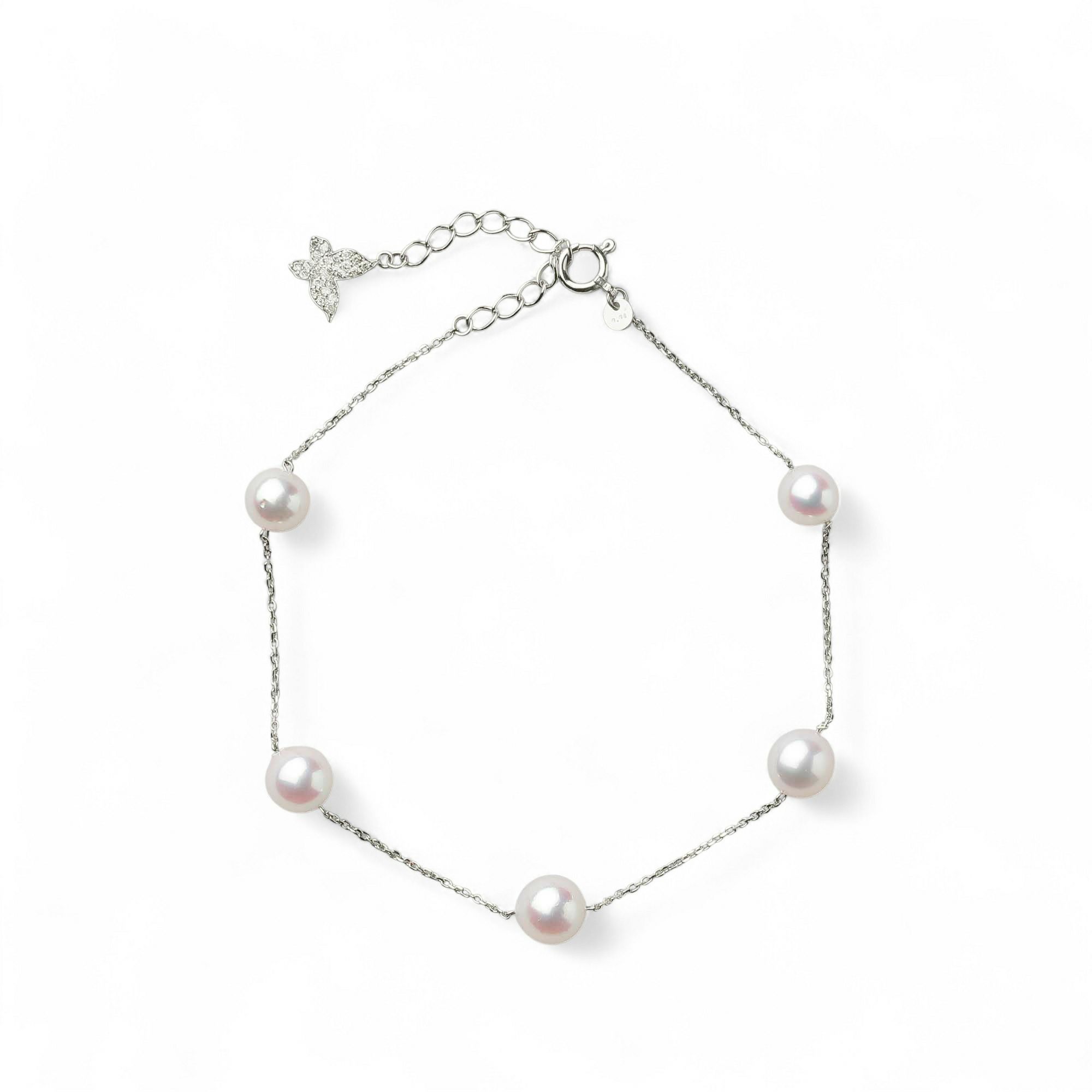 petit amie あこや真珠 ステーションブレスレット 6.0-6.5mm K18WG 