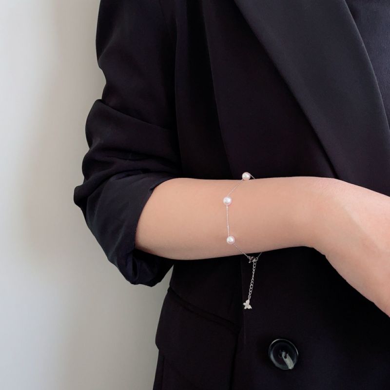 petit amie あこや真珠 ステーションブレスレット 6.0-6.5mm K18WG