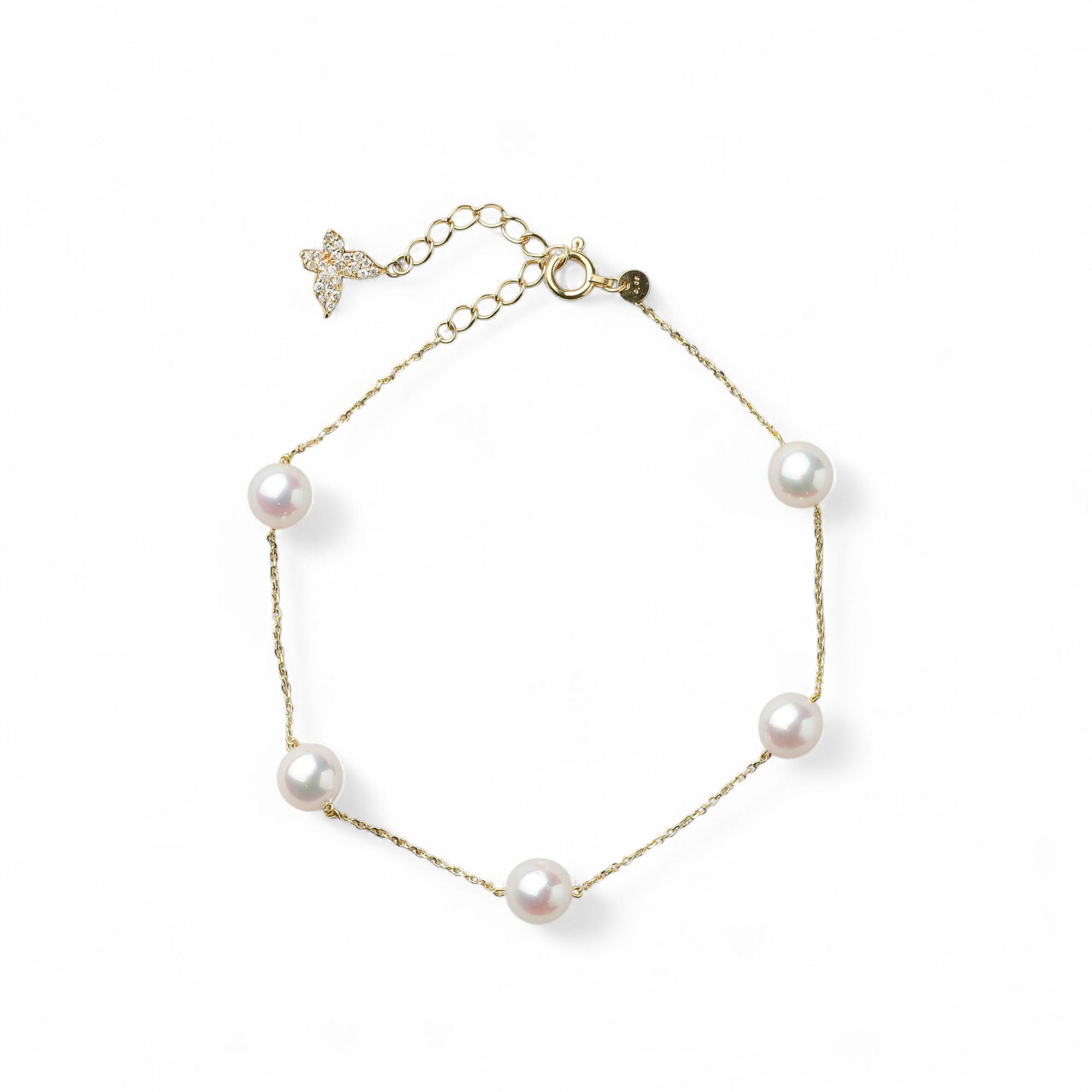 petit amie あこや真珠 ステーションブレスレット 6.0-6.5mm K18YG