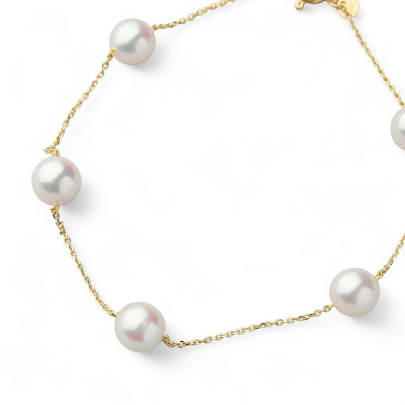 petit amie あこや真珠 ステーションブレスレット 6.0-6.5mm K18YG