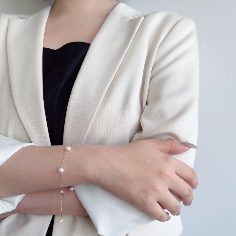 petit amie あこや真珠 ステーションブレスレット 6.0-6.5mm K18YG