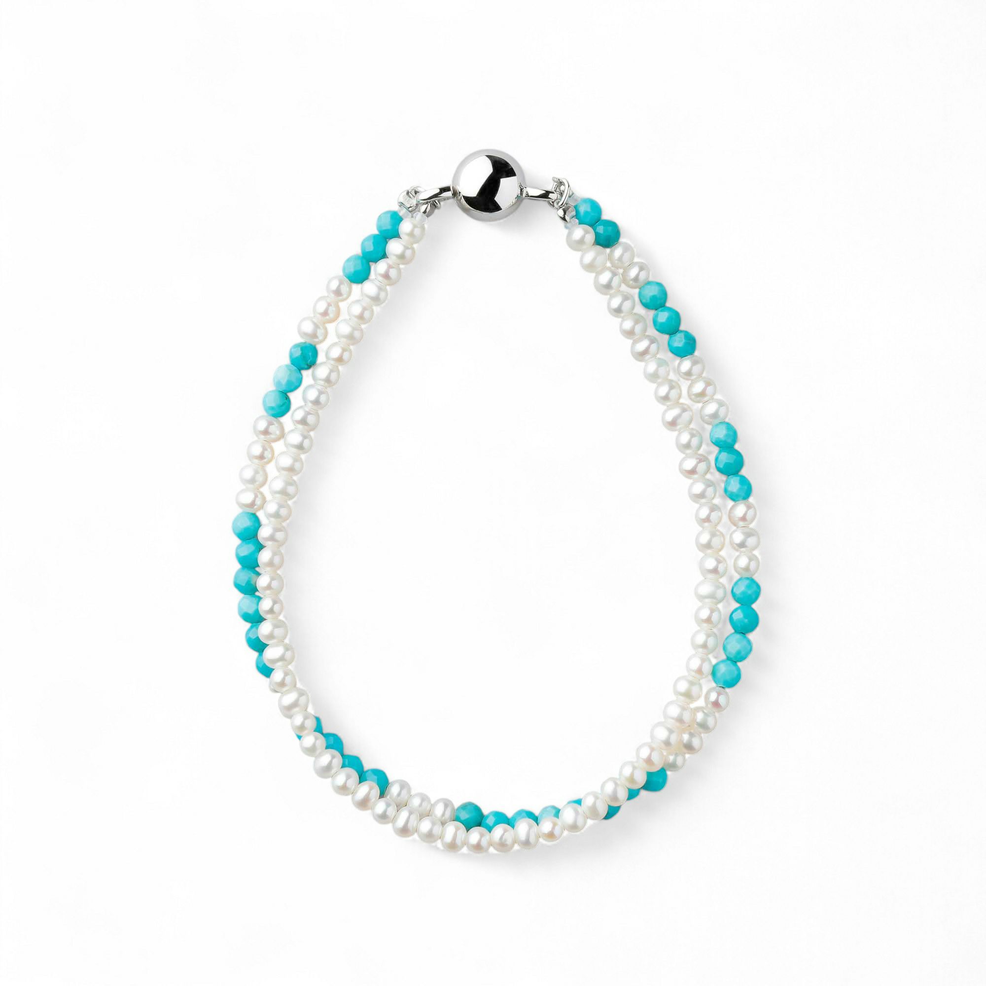 淡水真珠×ターコイズ ブレスレット　2.5-3.0mmUP