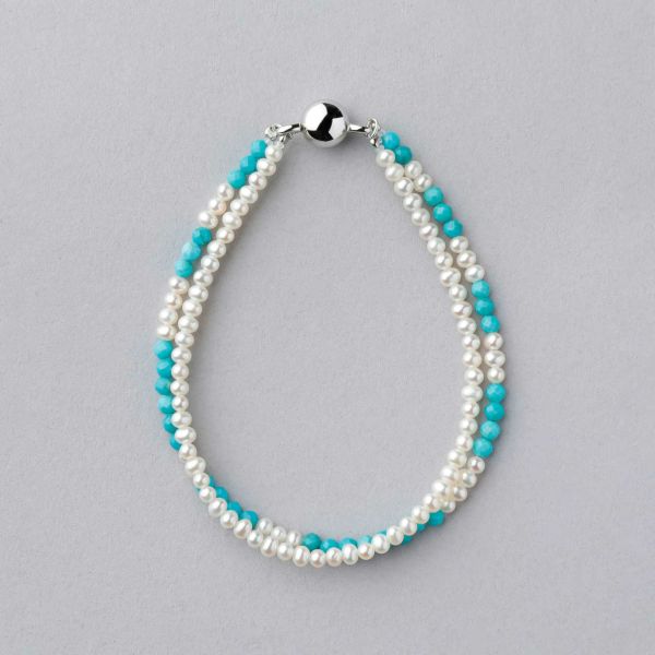 WEB限定】淡水真珠×ターコイズ ネックレス 2.5-3.2mm ハーフ