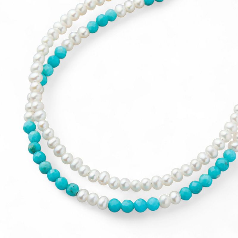 淡水真珠×ターコイズ ブレスレット　2.5-3.0mmUP