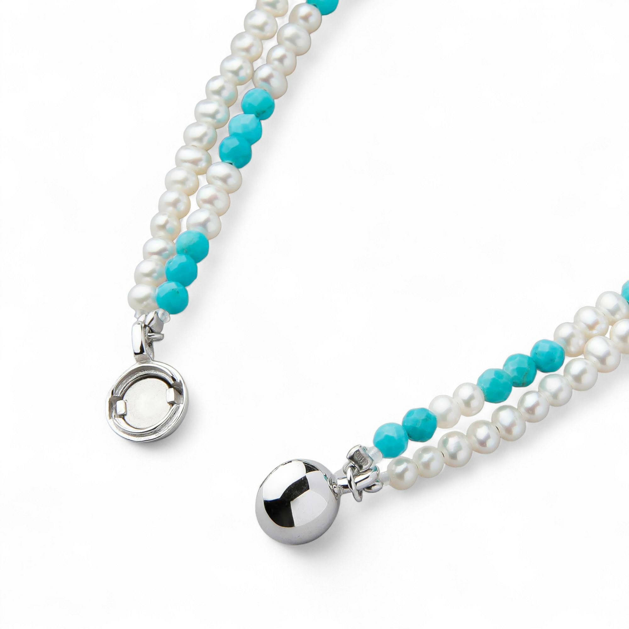 淡水真珠×ターコイズ ブレスレット　2.5-3.0mmUP
