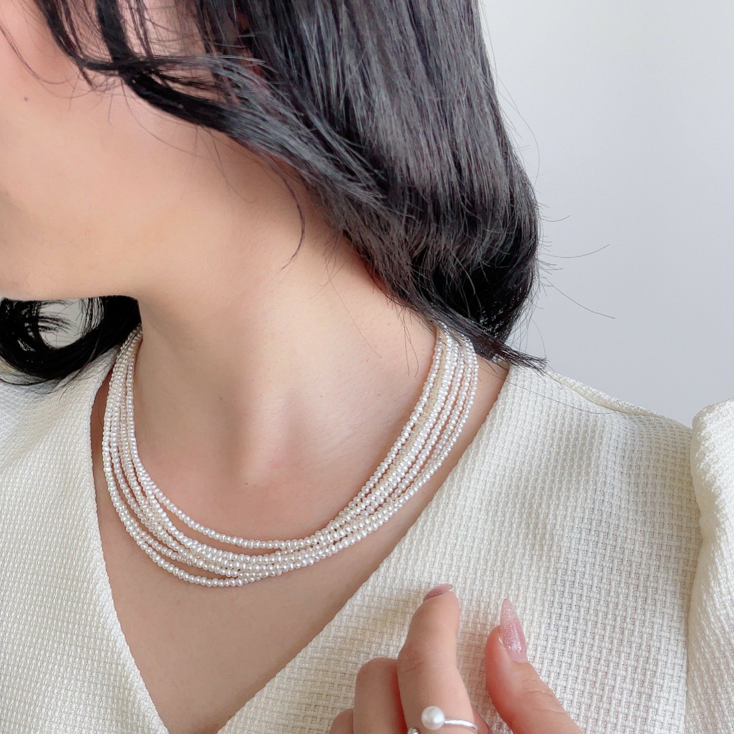 淡水真珠 7連ネックレス 2.0-2.5mm SV925