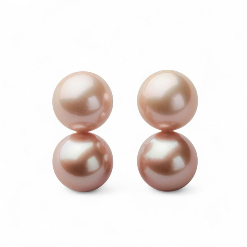 natsuさまK14WG あこや真珠 ピアス 9ミリアップ ピンク系 WEB限定】Bubble 淡水真珠 ダブルピアス 9mmUP K14WG | 淡水真珠ピアス