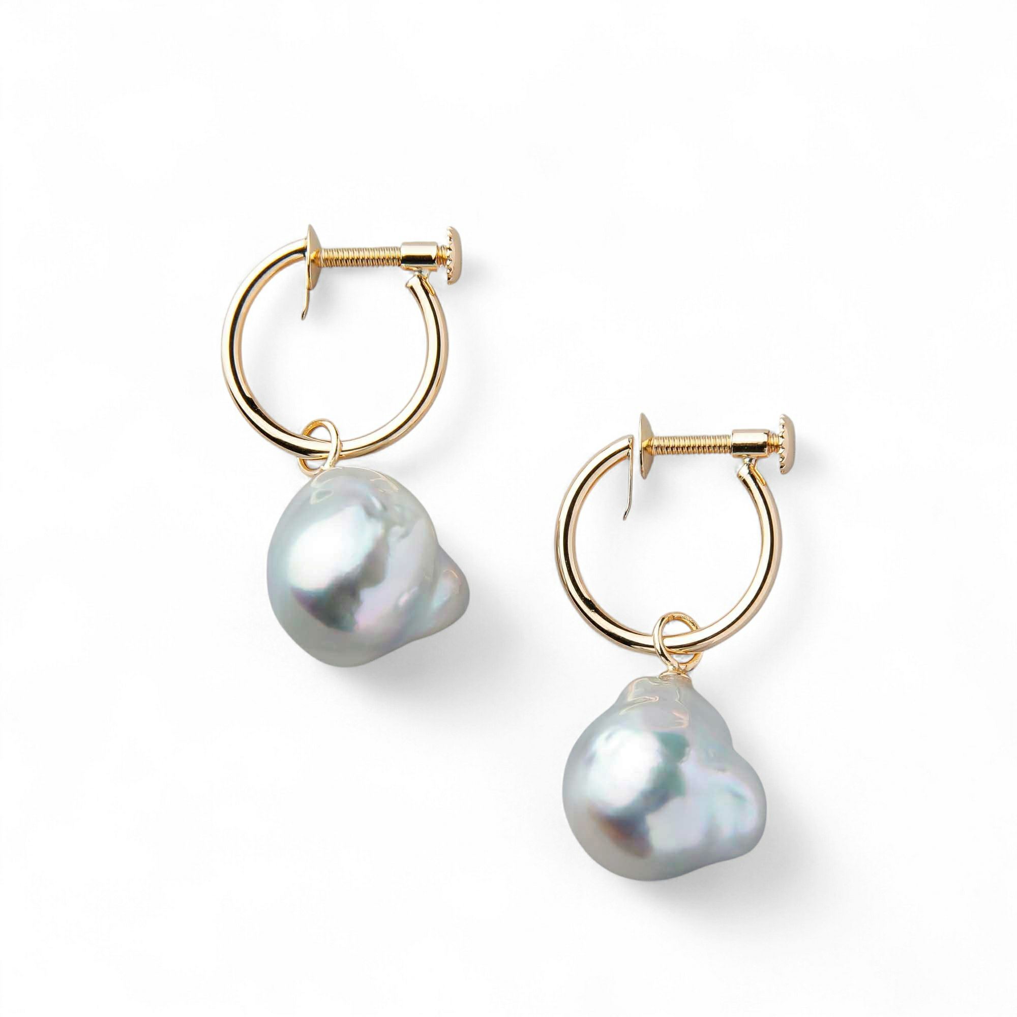 breeze あこやバロック真珠 フープイヤリング　11mmUP K18YG