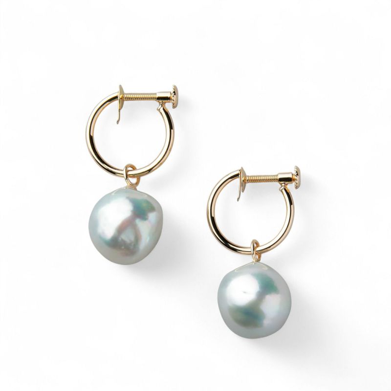 breeze あこやバロック真珠 フープイヤリング　11mmUP K18YG