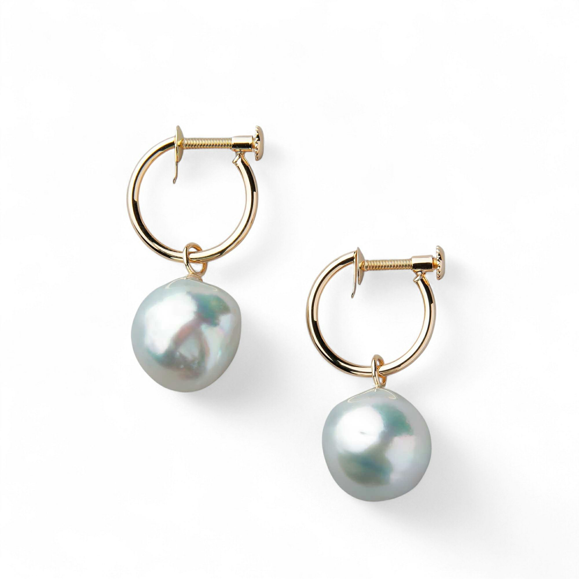 breeze あこやバロック真珠 フープイヤリング　11mmUP K18YG